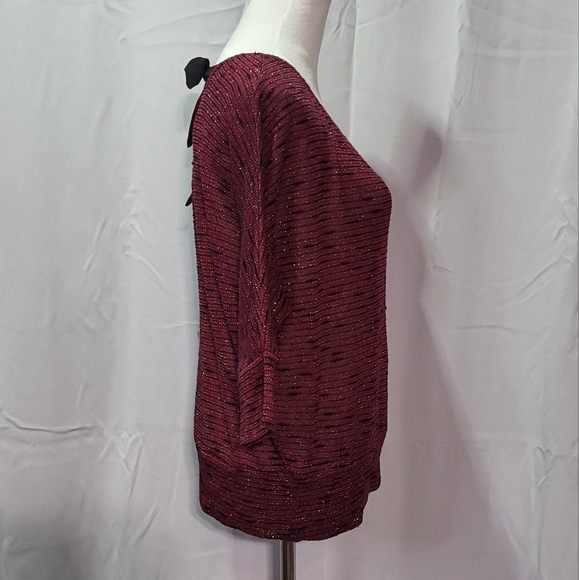 By & By Women's Burgundy Red 3/4 Sleeve Shimmery Semi-Sheer Top Size XL - Picture 10 of 10